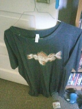 Dark Gray Fish Skeleton Graphic Tee Monatana Bone